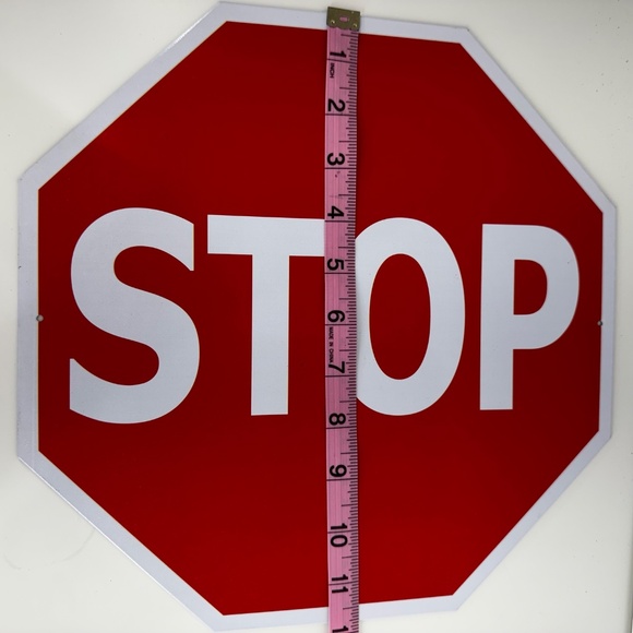 Classic Metal STOP Sign – Bold Red Octagon Wall Decor 12” - Picture 6 of 6